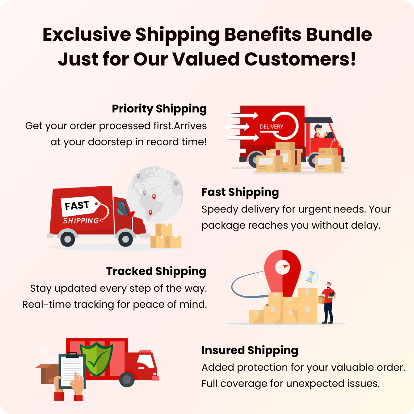 Express Shipping + Tracked Shipping + Insured Shipping